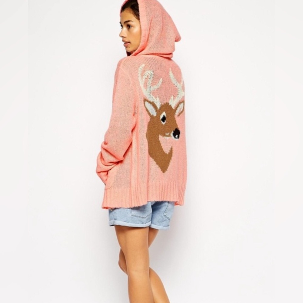 NWT Wildfox White Label Deer Head 🦌 Cabin Hoodie Sweater S